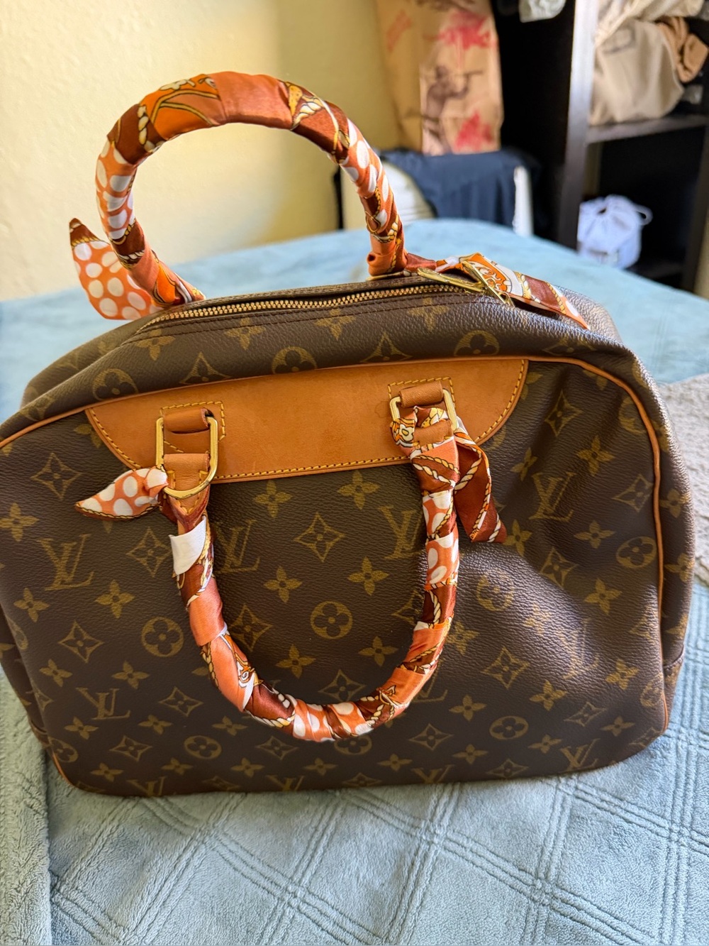 Classic Monogram Dome Satchel in Brown and Orange Deauville